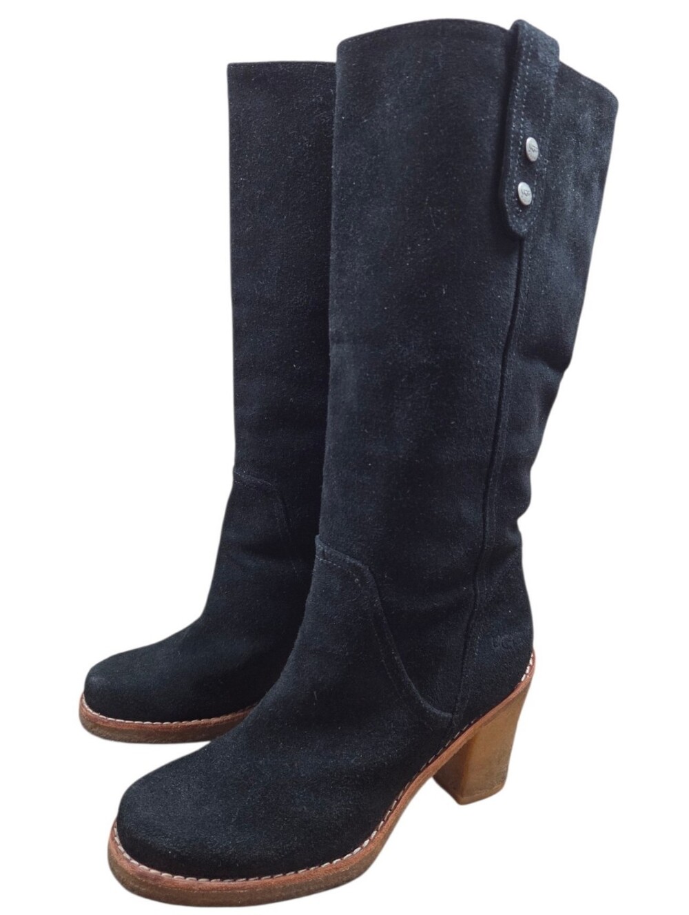 UGG Australia Josie Tall Black Suede Heel Boots Women's Size US 7.5 Fall Boho